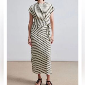 Apiece Apart Striped Black and Cream tie front Dress